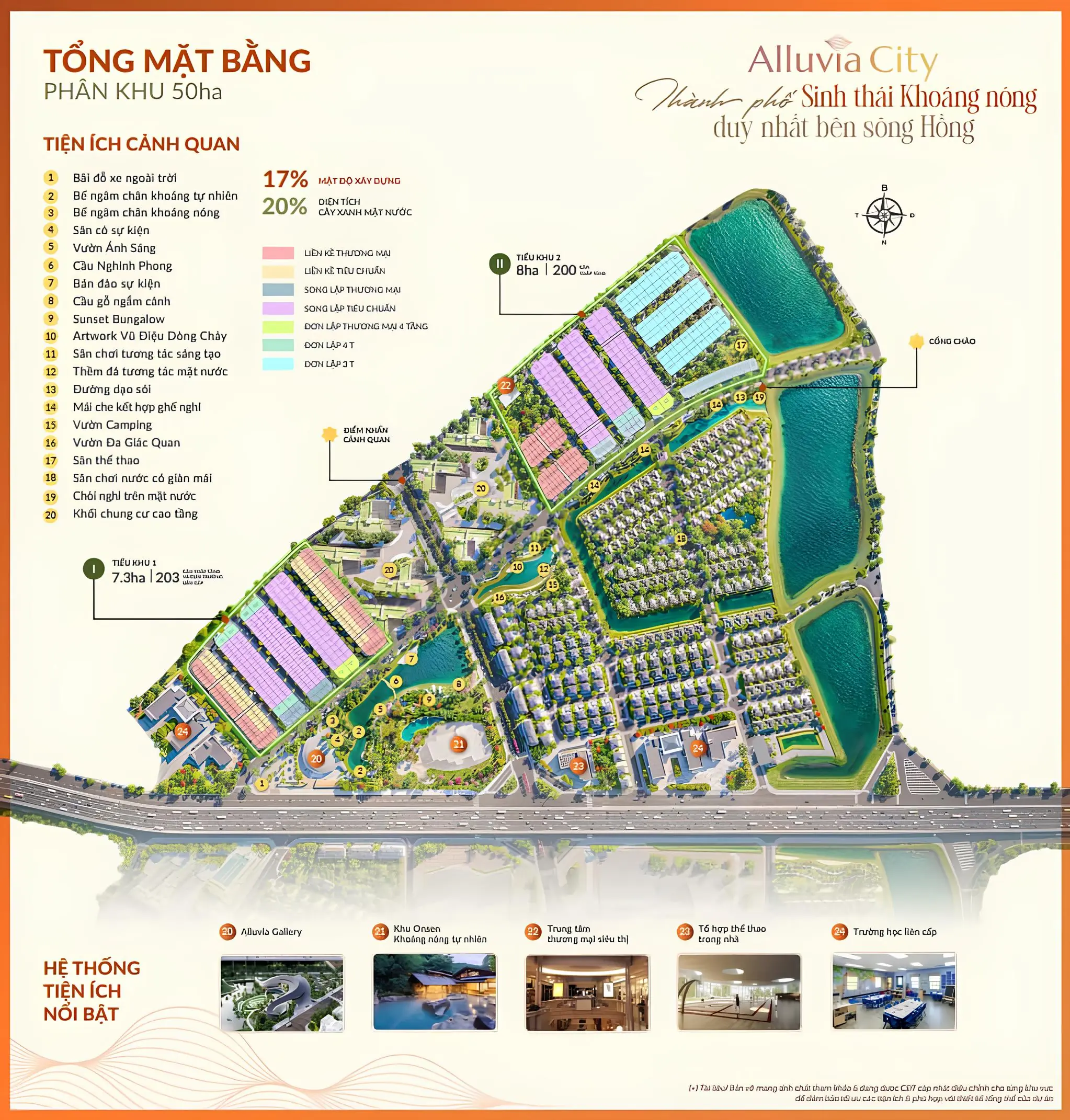 Mặt bằng tổng thể và tiện ích của 50 hecta mở bán đợt 1