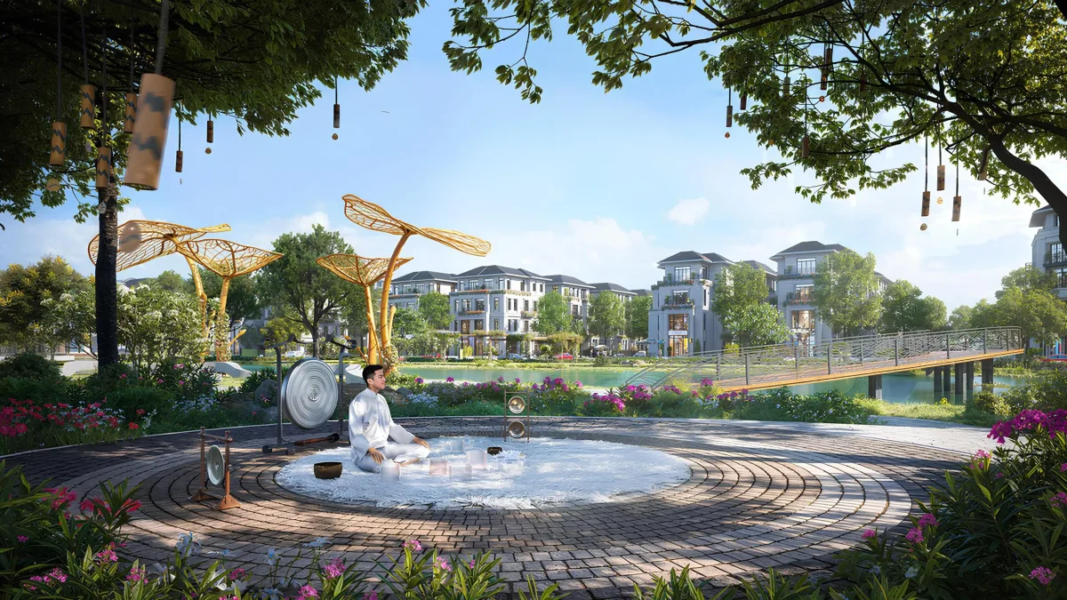 Khu vực thiền liền kề onsen khoáng nóng