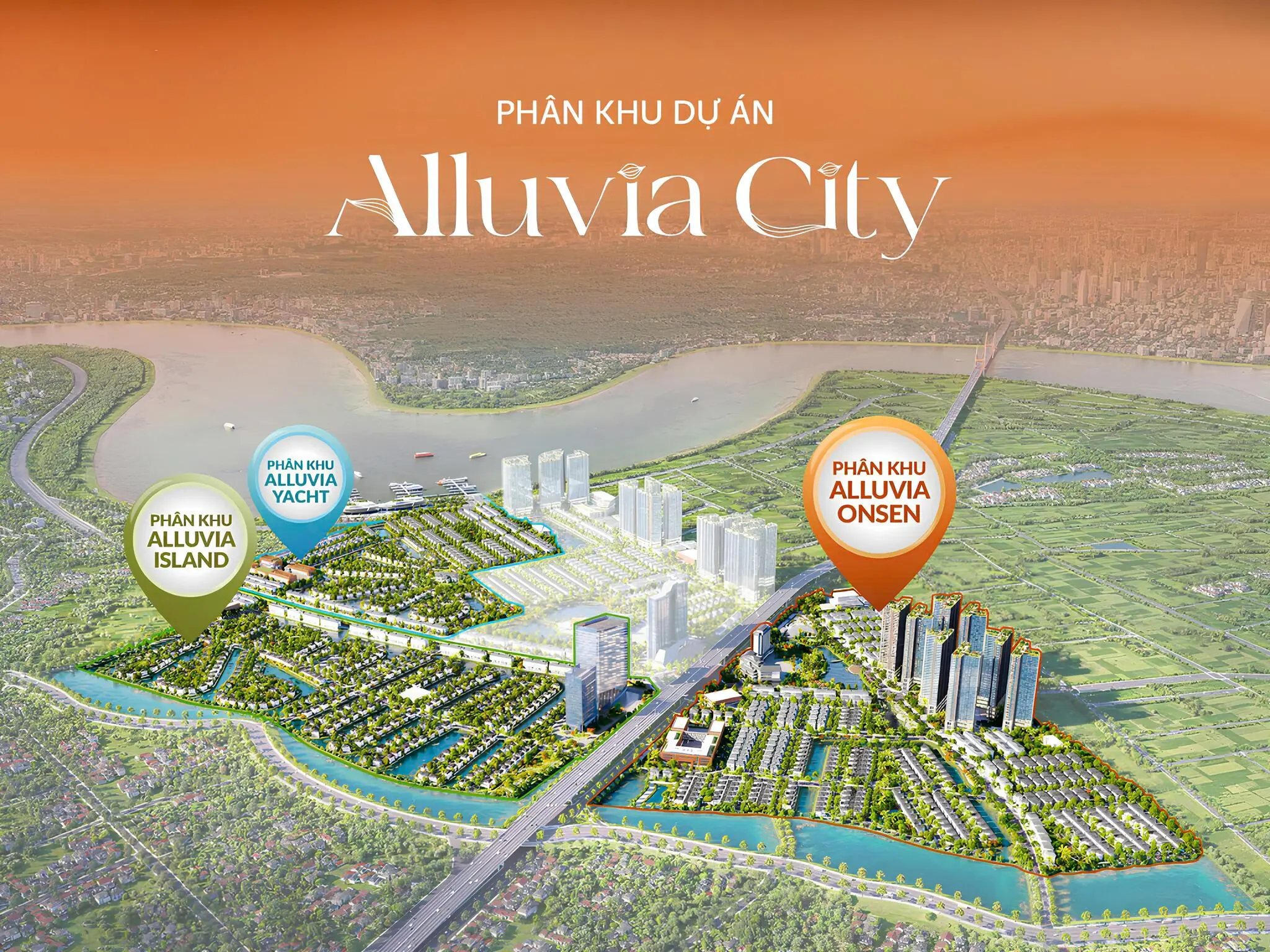 3 phân khu tại khu đô thị Alluvia có tên gọi lần lượt là ONSEN, ISLAND và YACHT