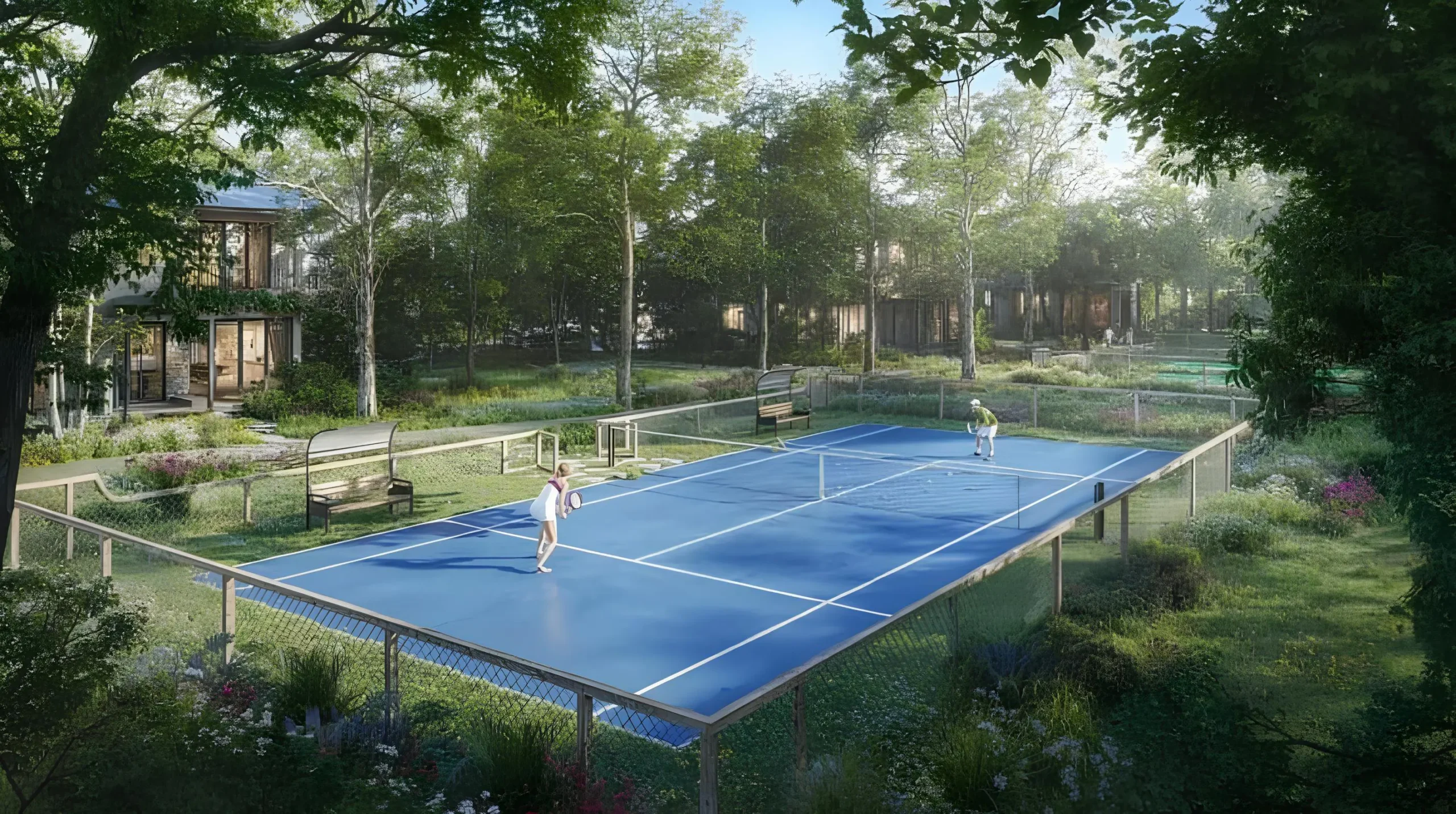 Khu phức hợp thể thao với đa dạng môn thể thao như tennis, pickleball dành riêng cho cư dân